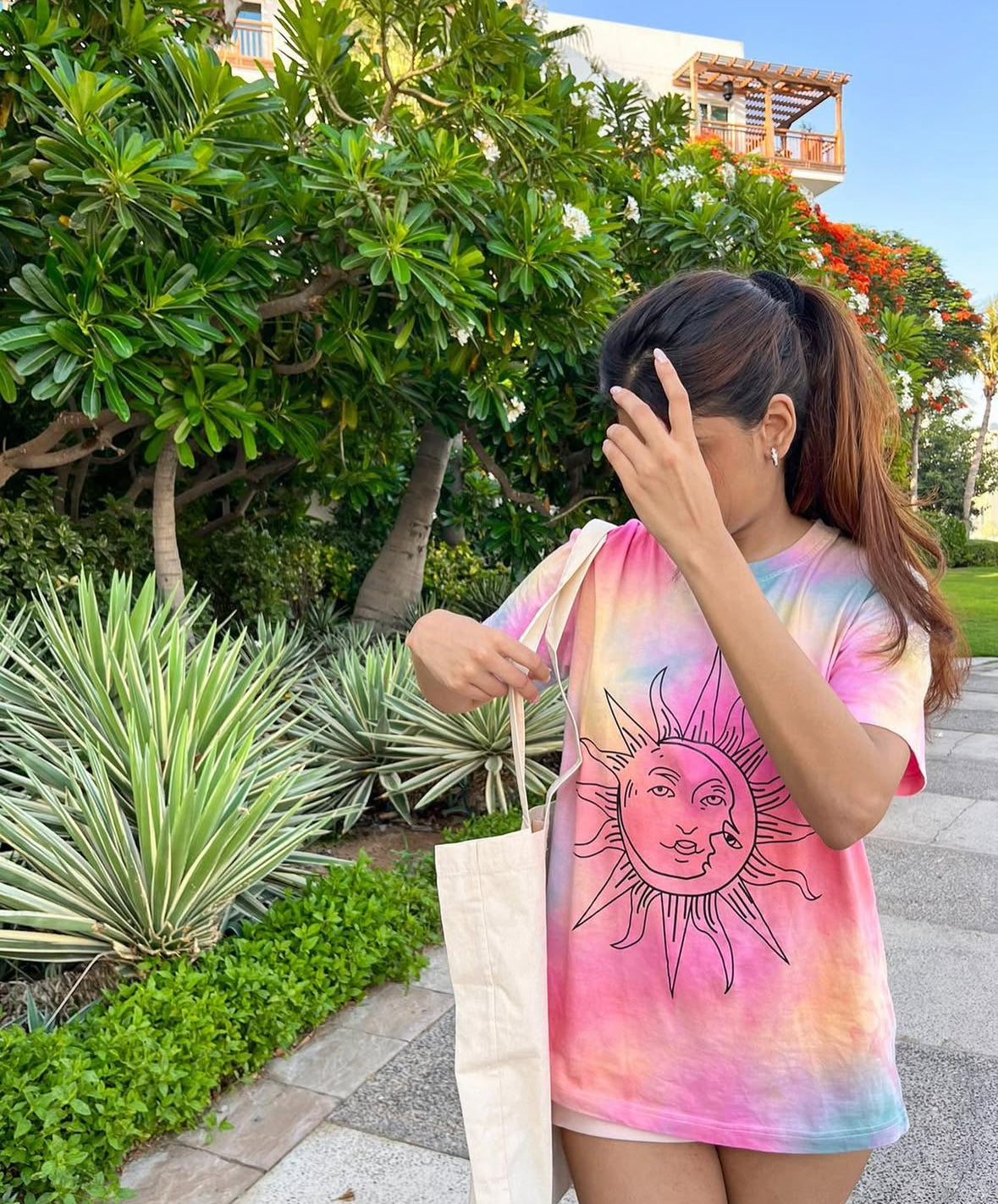 Sun moon tie dye unisex cotton tshirt ☀️