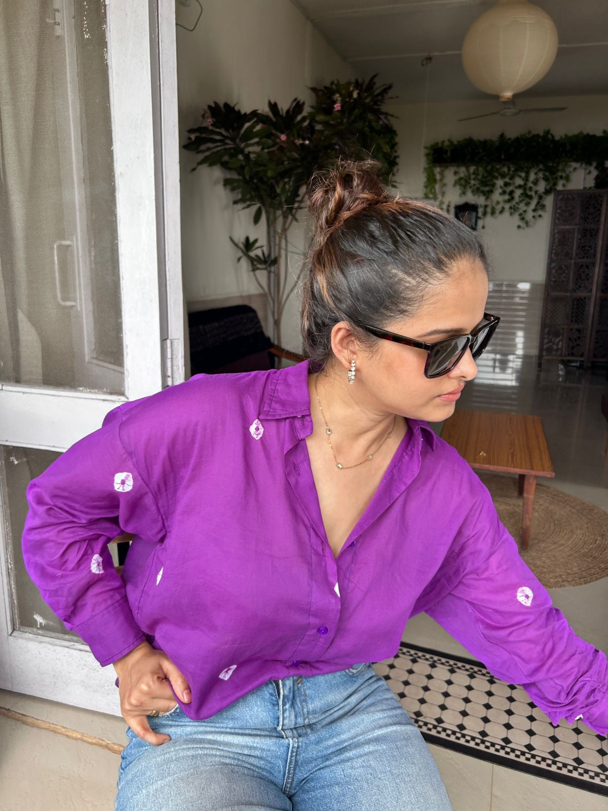 Purple Bandhani Shirt