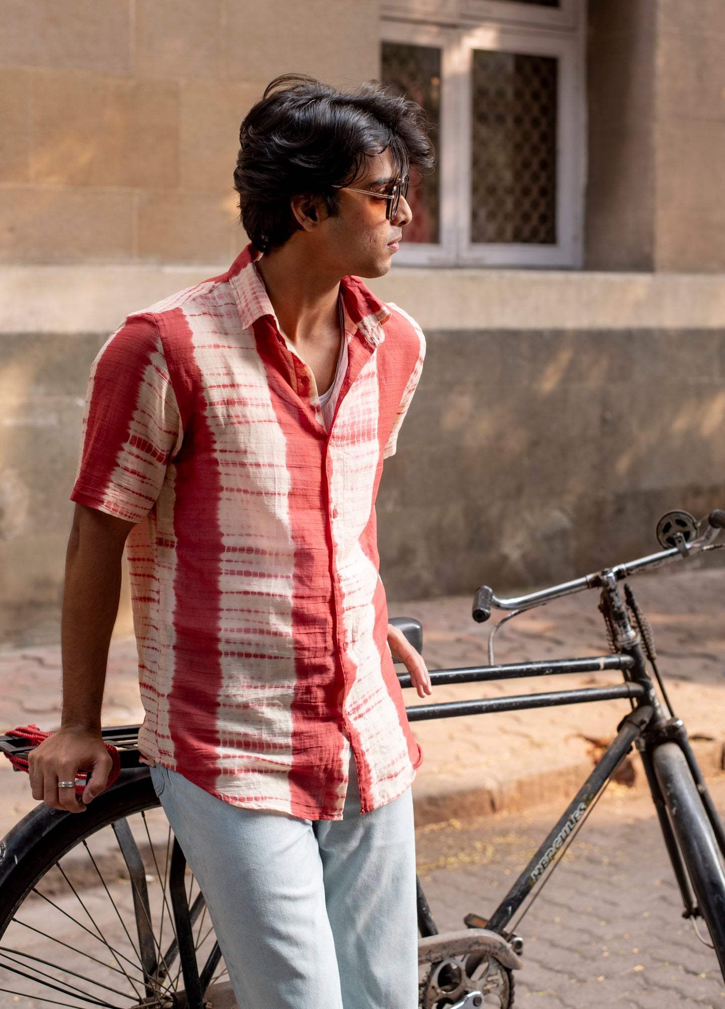 Coral Shibori Cotton Shirt