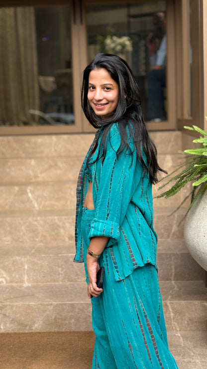 Teal cotton tie dye shirt for women