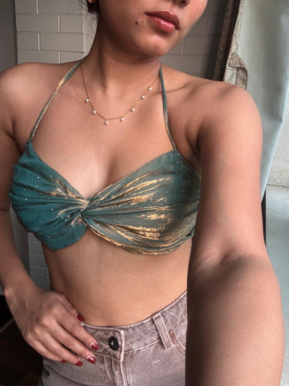 ‘Azura’ Satin embellished bralette top