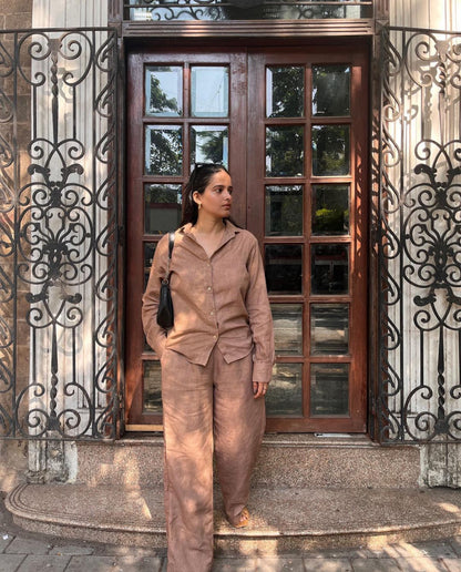 Tan Linen Co ord set for women 🤎