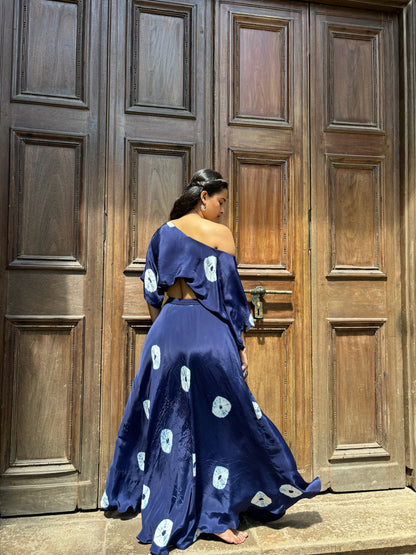 Indigo blue Indo fusion Lehenga set for women