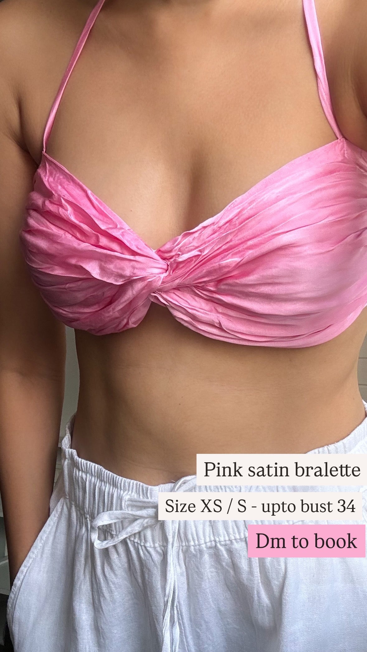 Pink satin bralette top