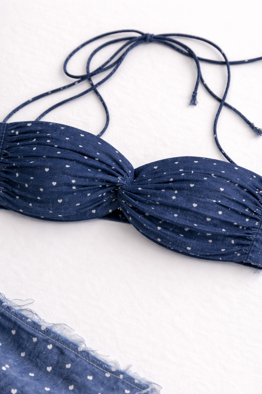 Denim hearts bralette top for women
