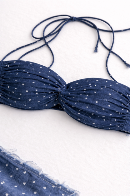 Denim hearts bralette top for women