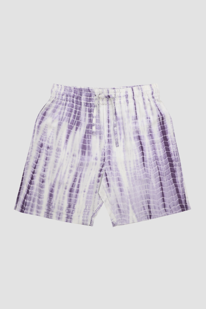 Lavender tie dye cotton shorts for women